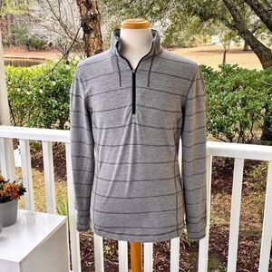 Lululemon Sweat Session Striped 1/2 Zip Pullover. Gray/charcoal. Size Medium.